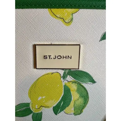 St. John Women's Lemon Print Tote Bag with Green Accents and Zip Closure