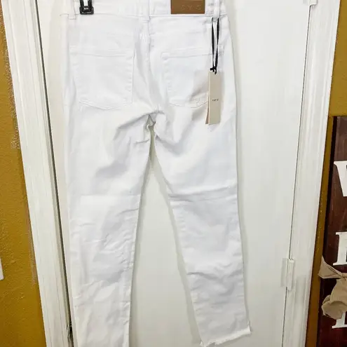 Toy G. women's IT 40 rhinestone crystal embellish raw hem slim taper jeans 27x27 White Size 4
