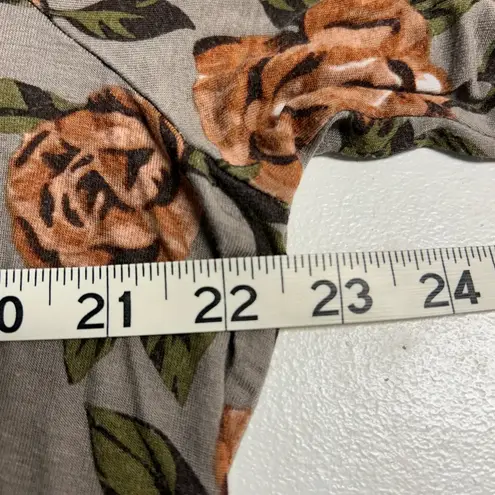 LOGO By Lori Goldstein Floral Long Sleeve Top - Gray and Brown