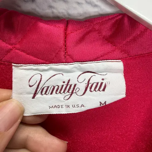 Vanity Fair Vintage Fleece Robe Housecoat Size M Bright Pink Nylon Blend Quilted