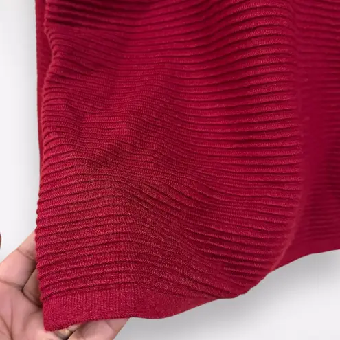 Tahari NWT XL Red Ribbed Mockneck Sweater Stitch Holiday Party Winter Office