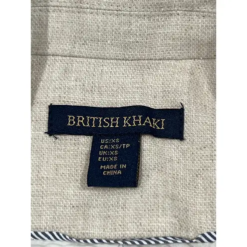 British Khaki One Button Woven Linen Structured Blazer Women's Size XS Light Tan