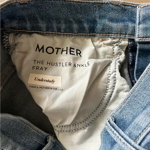 MOTHER The Hustler Ankle Fray Distress Raw Hem High Rise Jeans 27