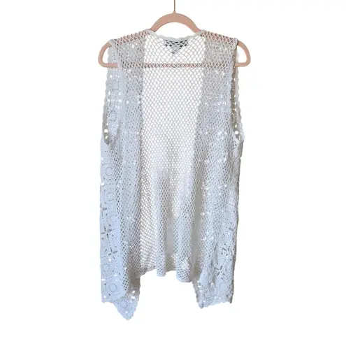 Style New York Crochet Vest Size Medium Boho White