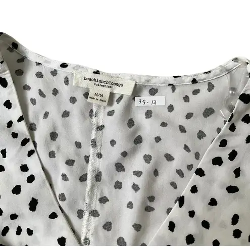 Lounge Beach Lunge White & Black Tie Front Women's Blouse Size Medium | 35-12