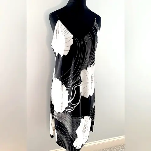 NATORI Sakura Floral Lotus Chemise Slip in Black & White | M Size M