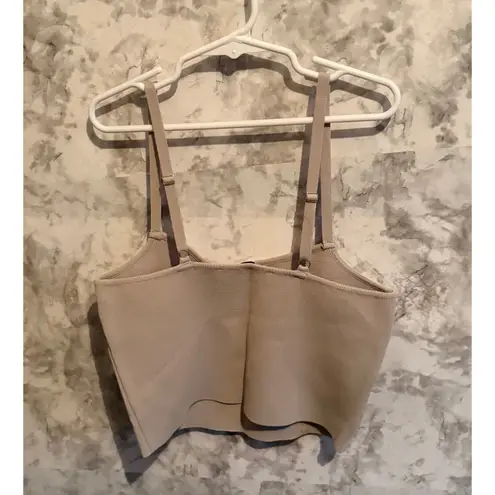 ZARA  Knit Cropped Corset Top Beige Adjustable Strap Women's‎ Size S