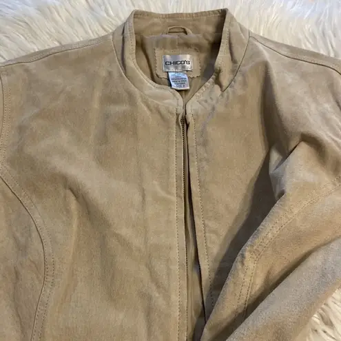 Chico's  Leather Jacket excellent condition with front zipper tan color