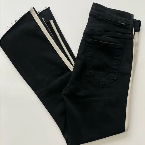 Mother jeans insider crop fray jeans black side stripe 27