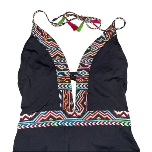 La Blanca La Azteca One-Piece Swimsuit with Colorful Trim Black Size 4