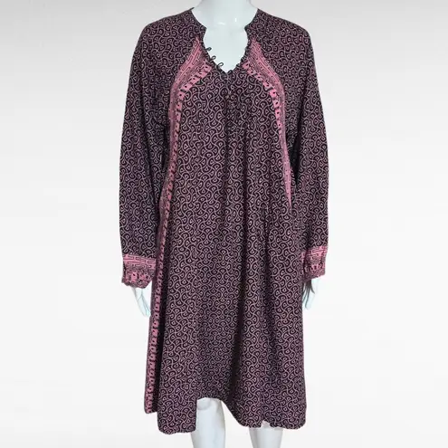 Anthropologie NAT Natalie Martin Duchess Geometric Peasant Dress Size Small Black