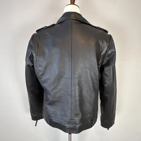 LeatherCult Womens Black Napa Leather Zip Moto Jacket Size XL EU 42 Insulated