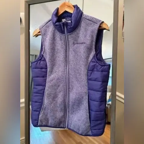 Free Country Women's Sweater Fleece Quilted Hybrid Vest, Grey/Purple