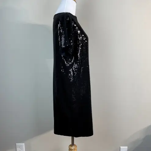 Robert Rodriguez Dress Womens 6 Black Sequin Mini Shift Short Sleeve Cocktail