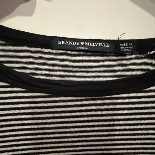 Brandy Melville  Black and White Striped Tee