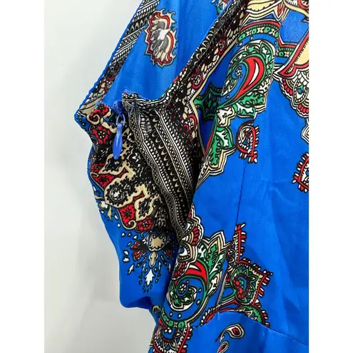 Missguided Blue Paisley Print Twist Front Cami Tank Dress Women's Size 6 NWT