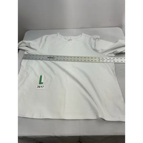 Womans D & Co Essentials 2X White Crew Neck Long Sleeve T Shirt