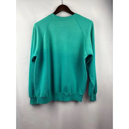 Women’s I.S.M.B.S Medium Teal Crewneck w/ Smiley Face Embroidery Green