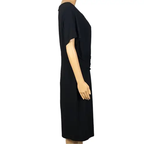 Ellen Tracy  black stretch jersey dress w/waist-belt & gold buckle. Size 20W. EUC