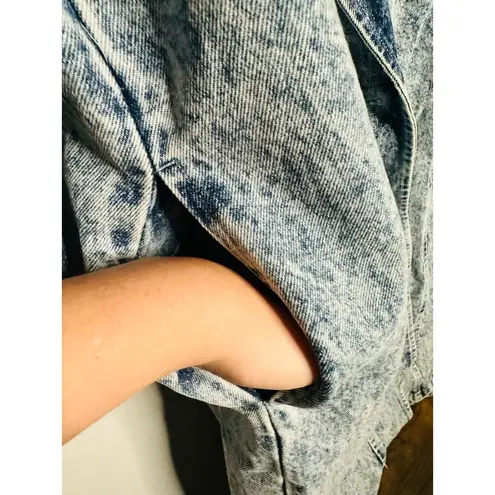DANIEL Vintage Long Acid Washed Denim Duster Rancher Style Coat Size Medium Blue