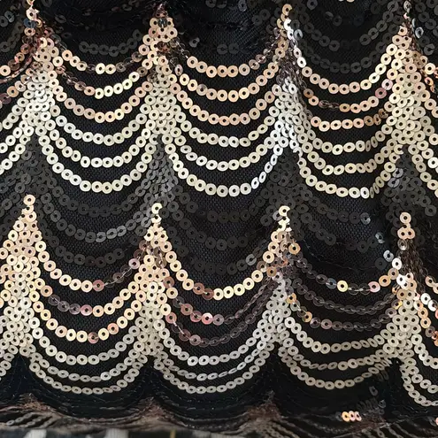 VTG Sequin Bodycon Party Dress Sz 11 JR High Neck Mini Stretch Homecoming Party Black Size L