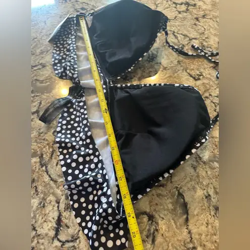 Polka Dot Ruffle Bikini Top Plus Size 20 Boohoo New Black White Halter Top