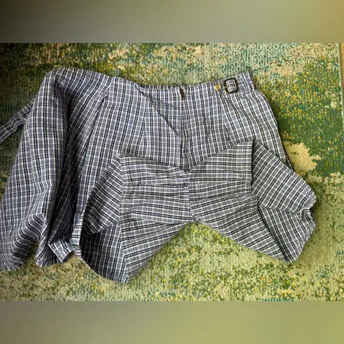 Vintage 90s White Stag blue plaid cotton wrap skort, size 4