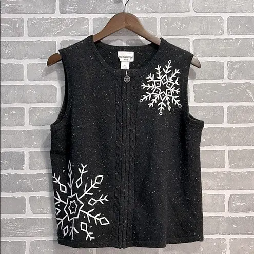 Breckenridge Vintage snowflake Zip confetti Wool Blend Sweater vest Petite Large