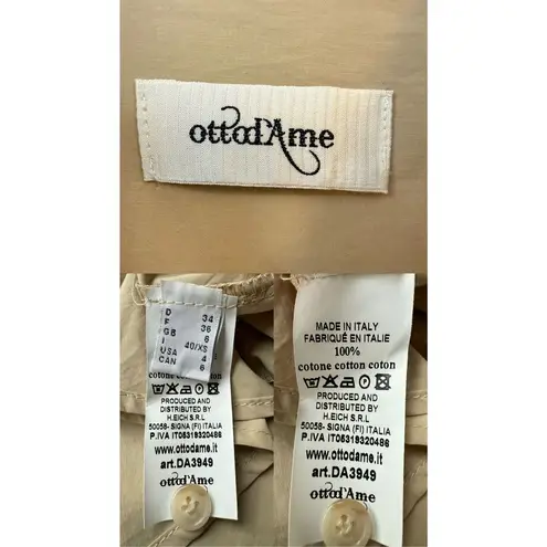 ottod’Ame 100% Cotton Tan Asymmetrical Blouse Size 4