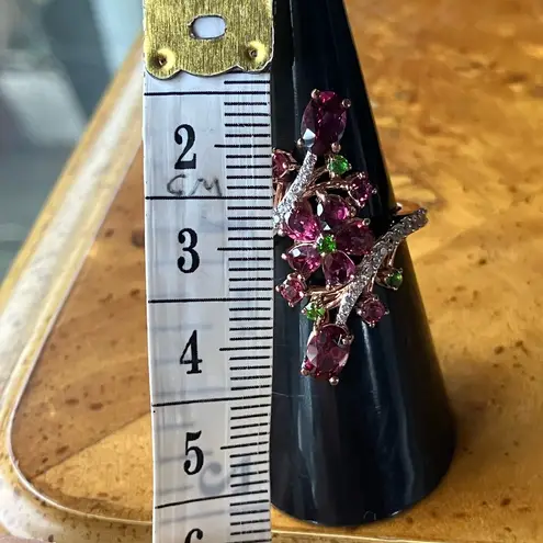 Natural Wine Garnet Sterling Silver Cocktail Ring Size 6 Pink