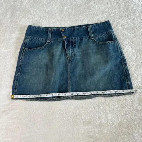 American Eagle  Y2K Denim Mini Skirt Womens Sz 4 Blue Snap Western VTG Festival