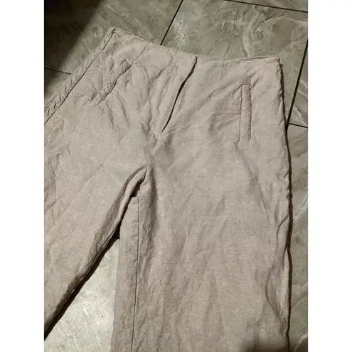 Jason Wu Linen Blend Tan Khaki High Rise Trousers Braid Accent 6 Cropped