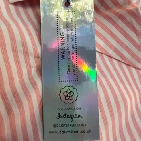 Daisy Street Pinstripe Bowling Shirt With Embroidered Fruit Slice on Pocket