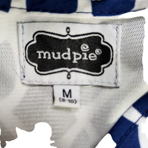 Mud Pie Womens M (8-10) Navy Blue White Shift Dress Nautical Gold Hardware Zip-Up