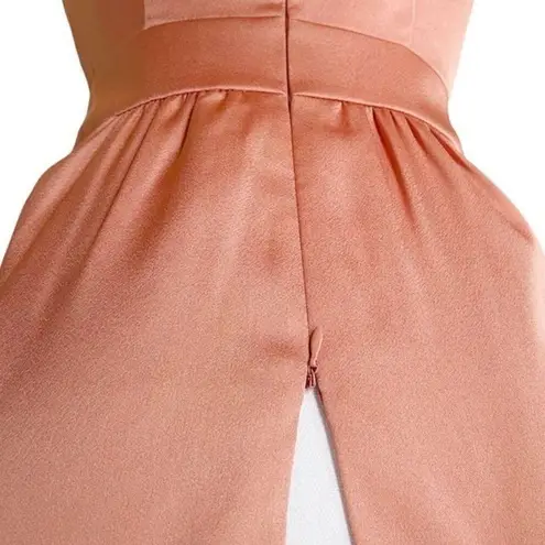 Gal Meets Glam Julia Midi Dress Women’s Size 2 Langoustino Peach Satin Pockets