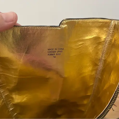 Michael Kors  Dark Brown TALL BOOTS w/Gold Button Detail & Full Zip Size 7