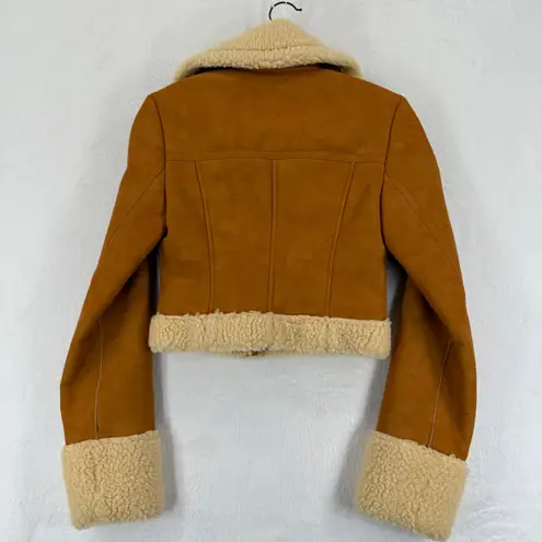 L'Academie x Bridget Taryn Fitted Crop Faux Shearling Jacket XXS Sherpa Coat