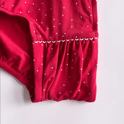 Seafolly Red Off White Polka Dot Harlow Ruched Side Retro Bikini Bottoms 4 NWT