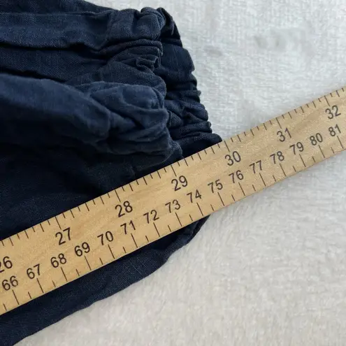 Bryn Walker M Medium Pants Linen Navy Cargo Jogger Lagenlook Baggy Wide Leg Boho