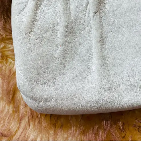 Vintage White Leather Clutch / Mini Handbag 8x5