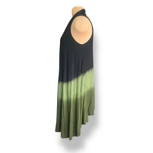 Clea Ray Black Olive Green Dip Dye Sleeveless Drape Vest Sleeveless Cardigan