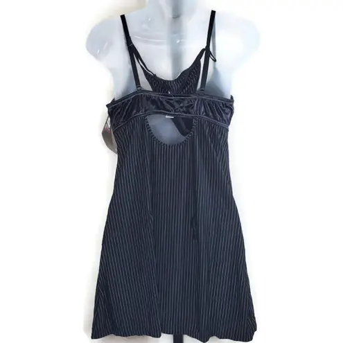 Lady Princess Black and White Stripe Dress, Thong Mafia Costume Medium