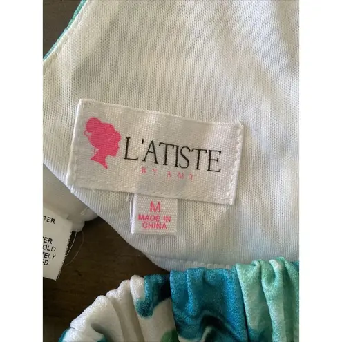 L’atiste By Amy Green Floral Crop Top Halter Tie Festival Medium