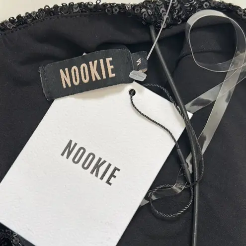 Nookie Revolve Supreme Black Sequin Strappy NYE Mini Dress Size M NEW