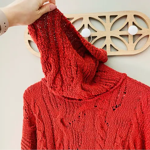 Free People  Cropped Cowl Neck Pullover Knit Sweater Red Sz Medium