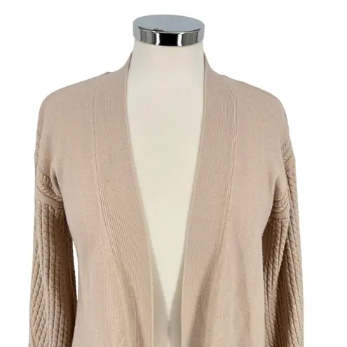 T Tahari Open Front Cardigan Sweater With Wide Sleeves Beige Size Small
