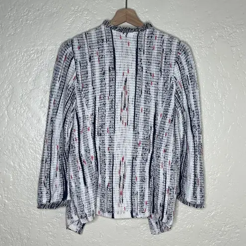Nic + Zoe Women's Fringe Mix Knit Jacket Open Front Blazer Sweater Coat SP White Size undefined