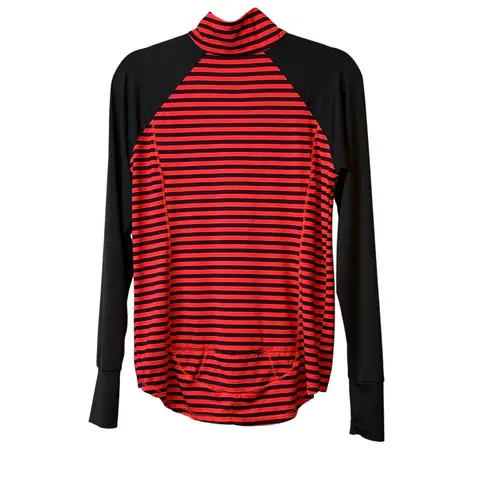 Hannah Running Pullover Top Women's M Black Red Striped Athletic Thumb Hole # Size M