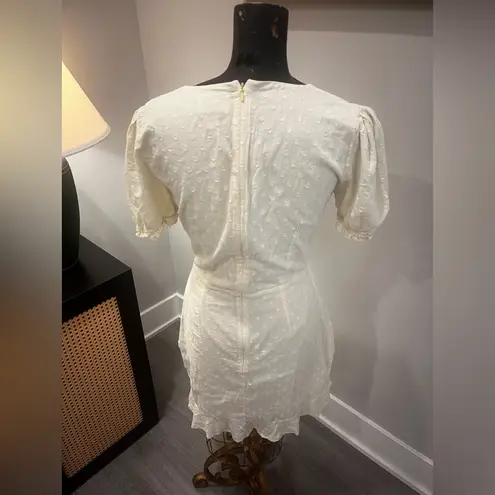 RUNAWAY THE LABEL Ditsy Yellow Lemon Polk-a-dot Cotton Mini Dress Sz Medium FLAW