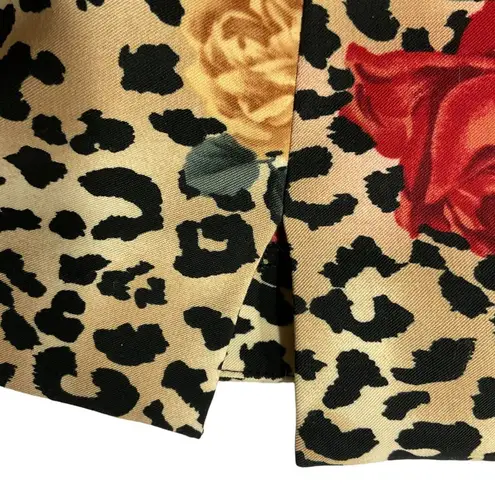 John Roberts Women's Cheetah Floral Print Tank Top Size 8 Light Brown Black